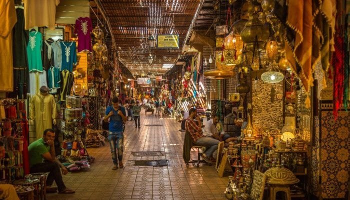 a market with many people
